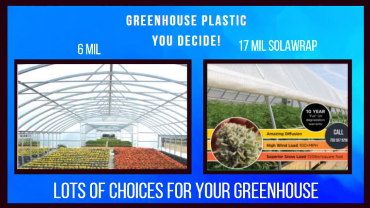 Greenhouse Plastic Options-  3 mil 4 mil 6 mil 17 mil SolaWrap