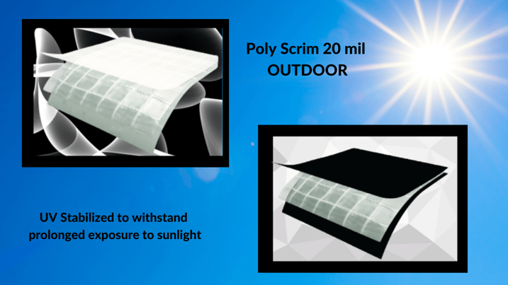 20 mil reinforced plastic sheeting for OUTDOOR use. Poly Scrim 20 Outdoor