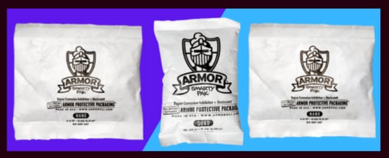 Prevent Rust with VCI (Vapor Corrosion Inhibitor) and a Dessiccant to Aborb Moisture