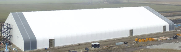 grain storage in a fabric building