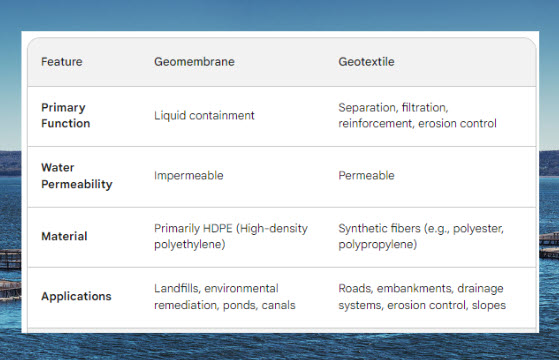 key differences between geomembranes and geotextiles